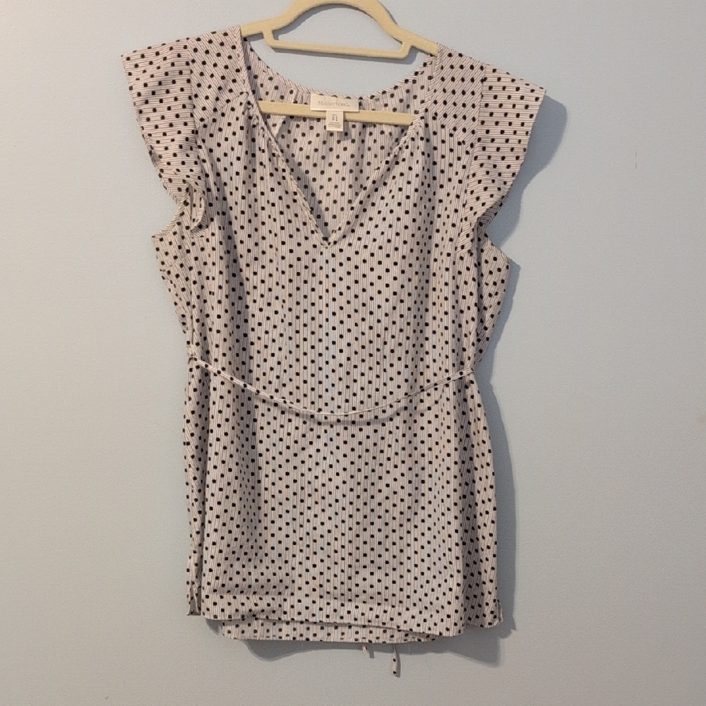 Motherhood Maternity Black and White Dotted Top